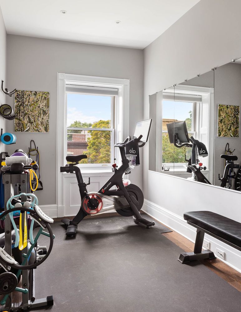 a view of a room with gym equipment