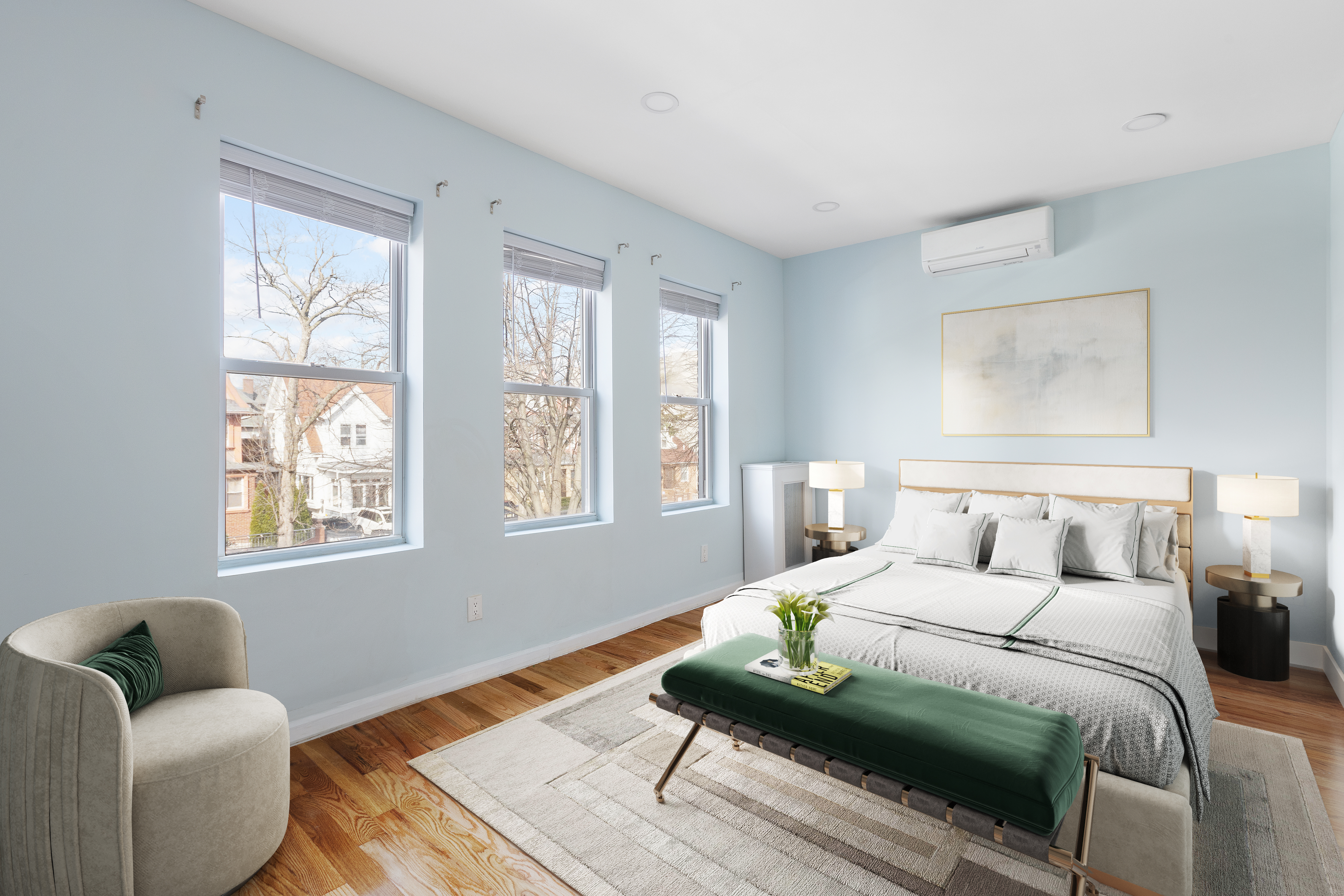 2773 Bedford Avenue Brooklyn, NY 11210 - Photo 6 of 13 a bedroom with a bed and wooden floor