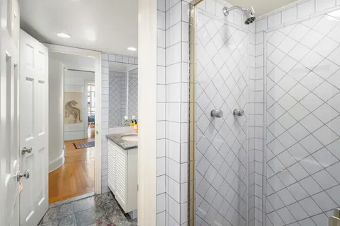 a bathroom with a shower