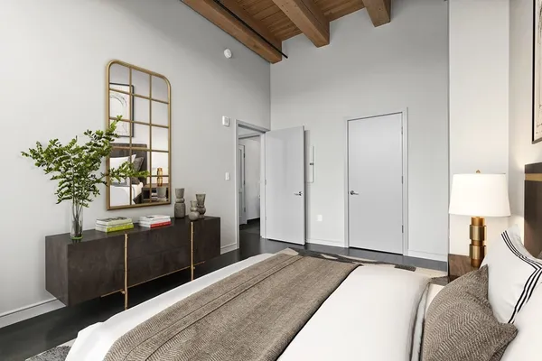 a view of an empty walk in closet