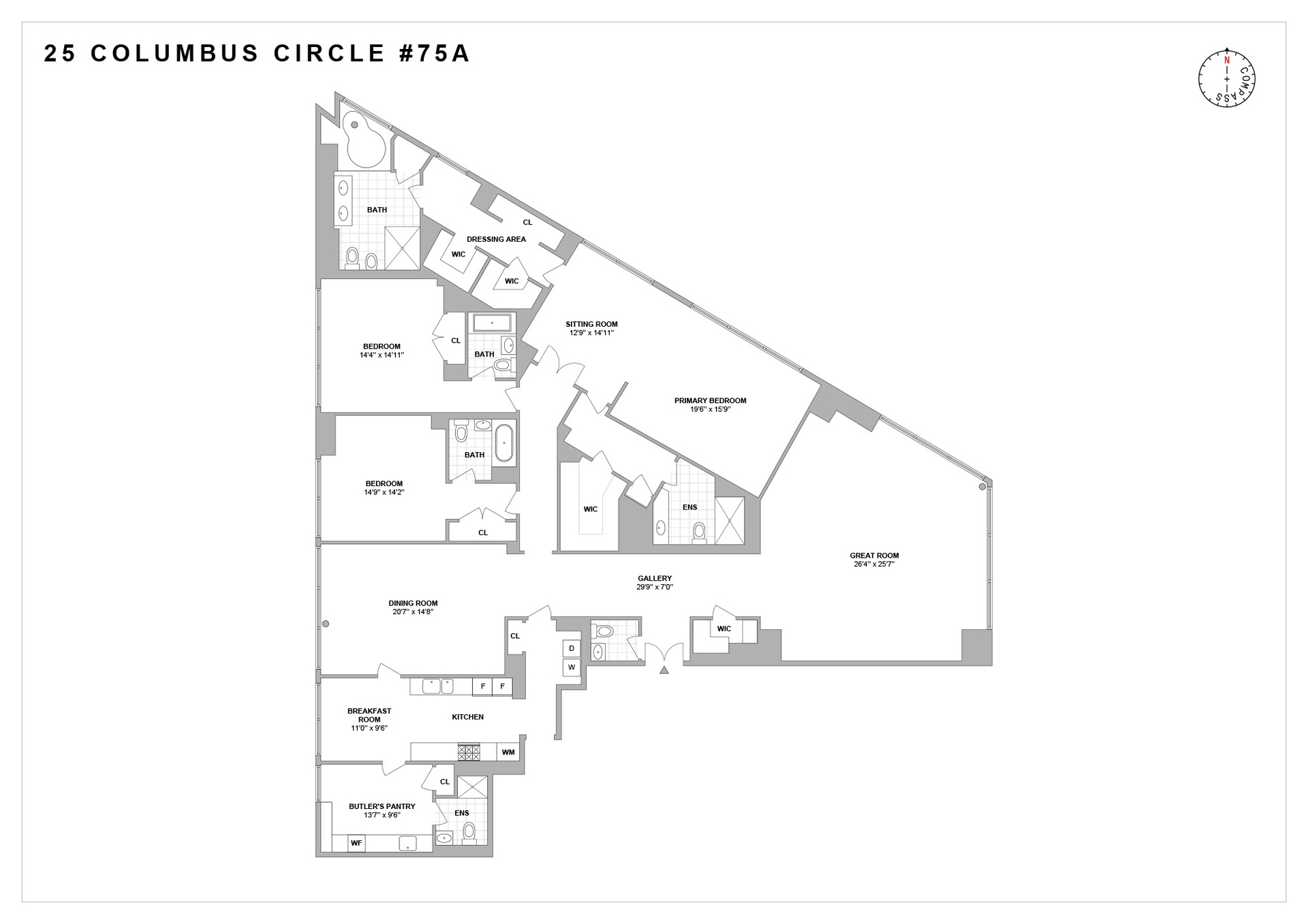 25 Columbus Circle, Unit 75A Manhattan, NY 10019 - Photo 36 of 36 a picture of a floor plan