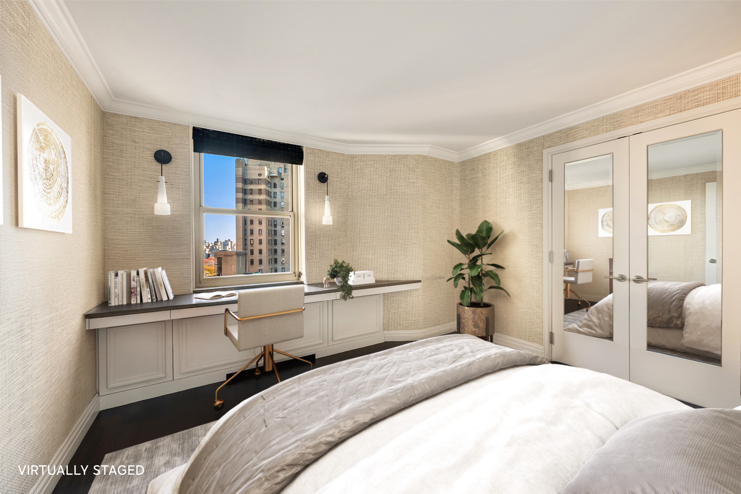 30 West 63rd Street, Unit 26VW Manhattan, NY 10023 - Photo 11 of 20 a bedroom with a bed and a large window