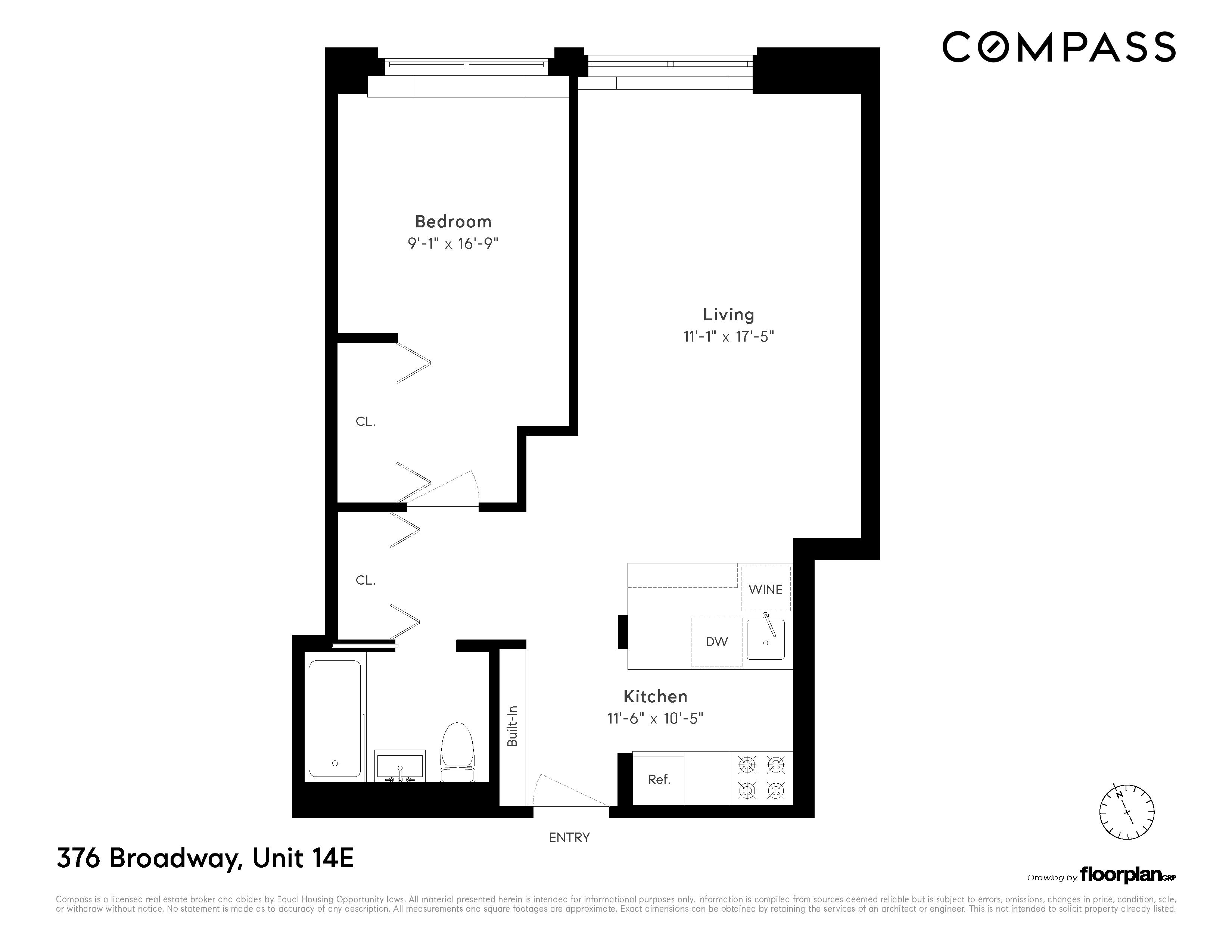 376 Broadway, Unit 14E Manhattan, NY 10013 - Photo 11 of 11 a picture of a floor plan