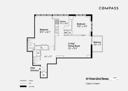 $1,275,000 | 61 West 62nd Street, Unit 16D | Upper West Side