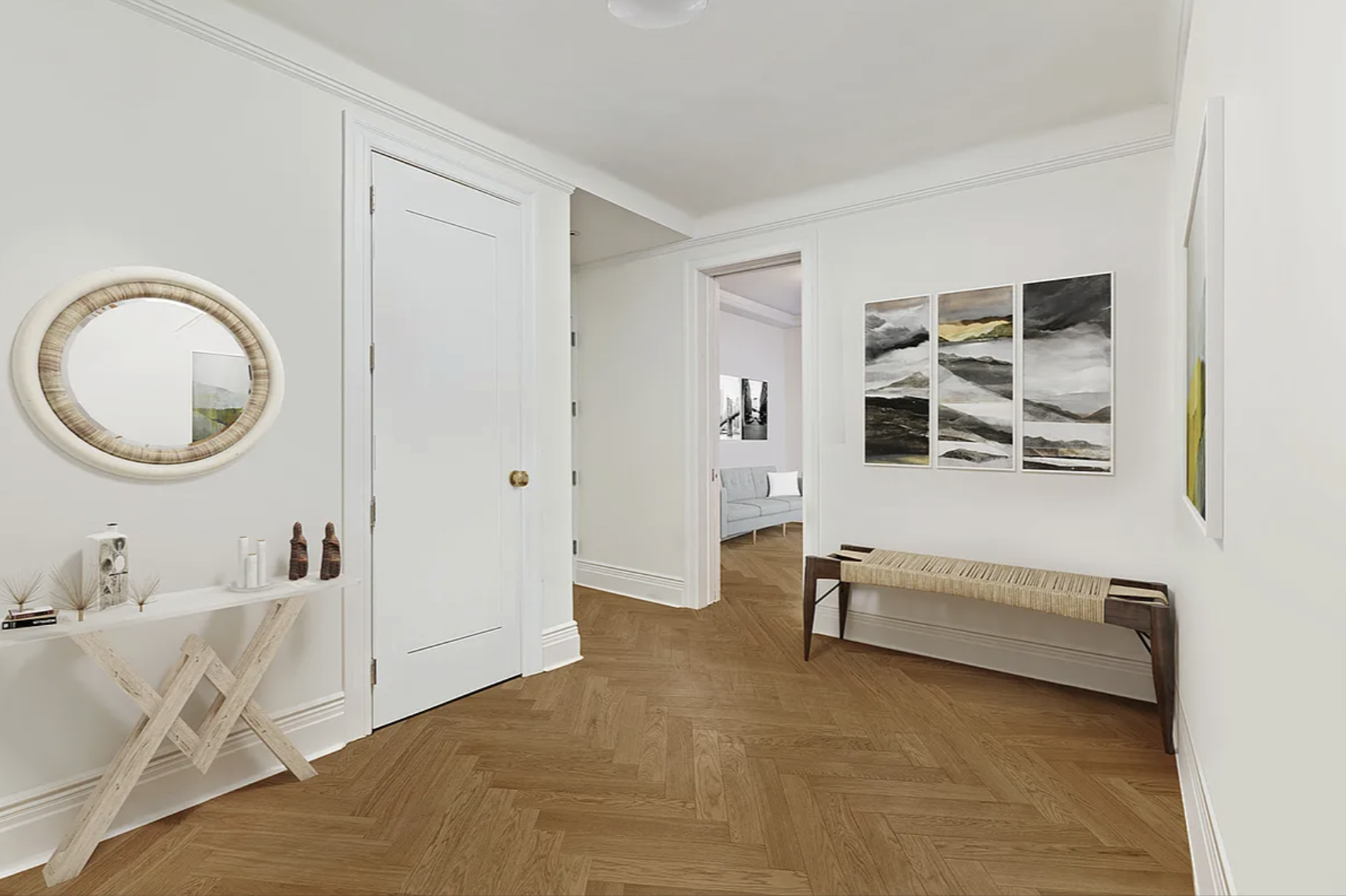 905 West End Avenue, Unit 112 Manhattan, NY 10025 - Photo 9 of 12 a bedroom with a bed and a large mirror