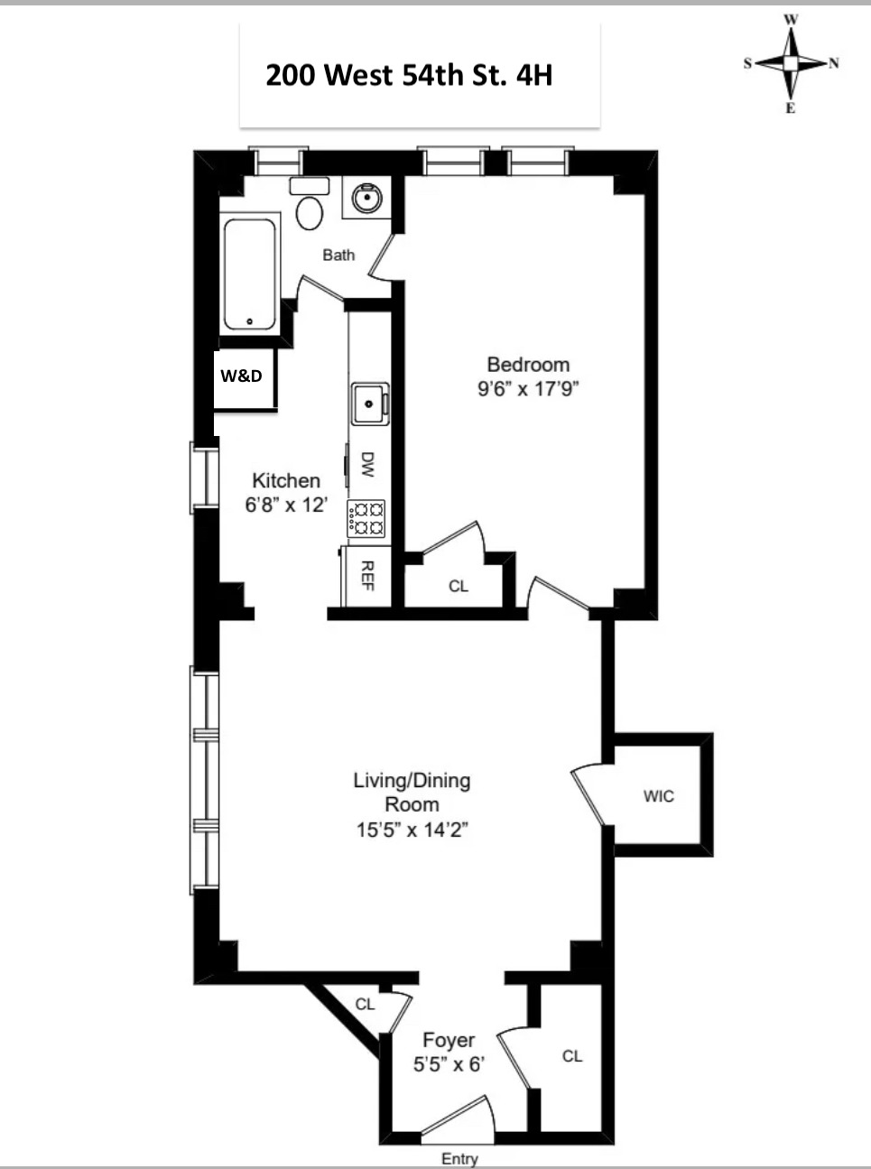 200 West 54th Street, Unit 4H Manhattan, NY 10019 - Photo 8 of 8 a picture of a wall with a white and white walls