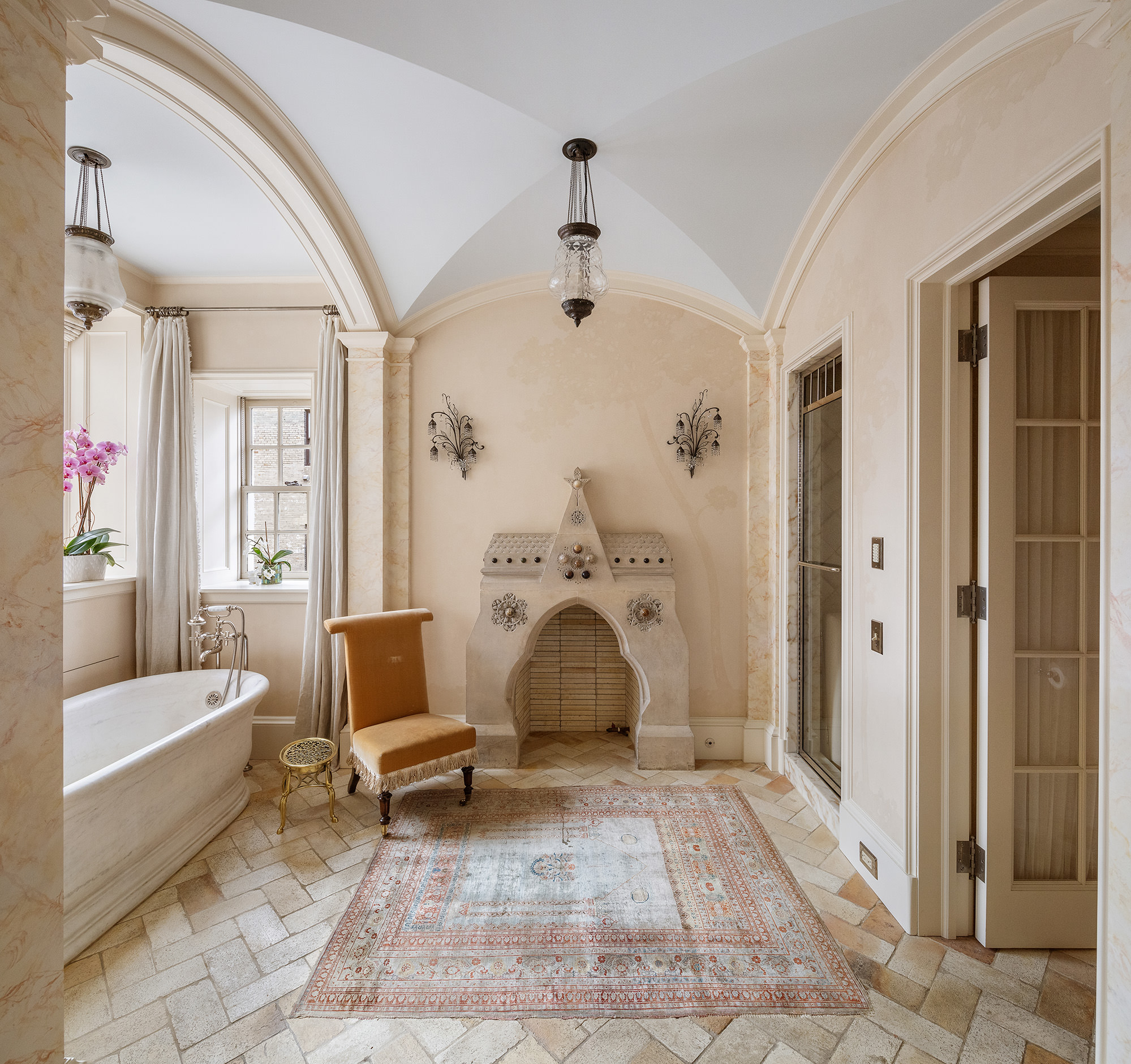 953 5th Avenue, Unit PH Manhattan, NY 10075 - Photo 14 of 27 a living room with a couch and a fireplace