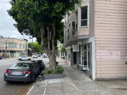 a car parked in front of a building