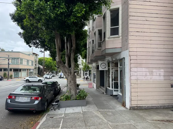 a car parked in front of a building
