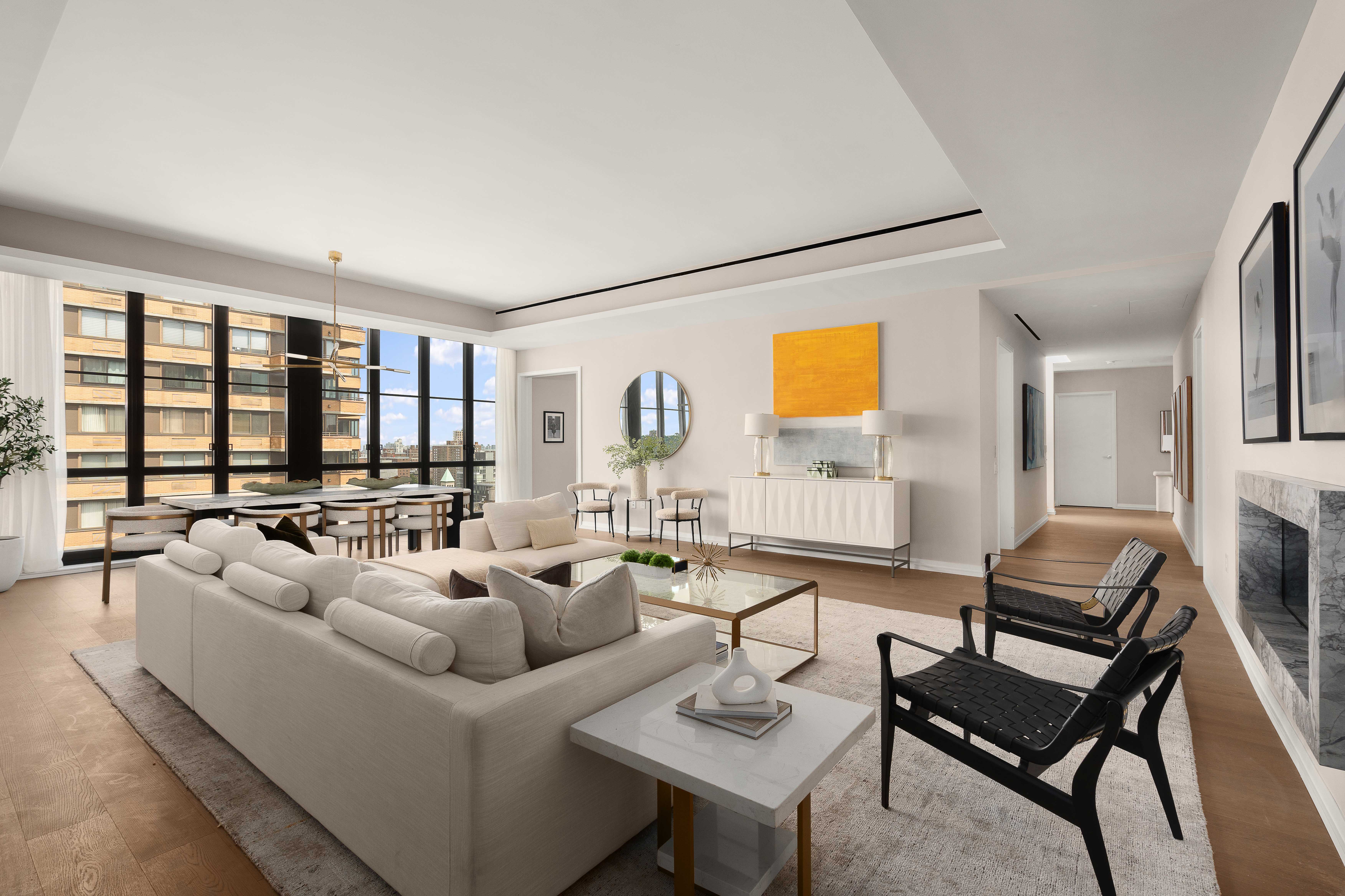 250 West 96th Street, Unit PHA Manhattan, NY 10025 - Photo 4 of 33 a living room with furniture and a floor to ceiling window