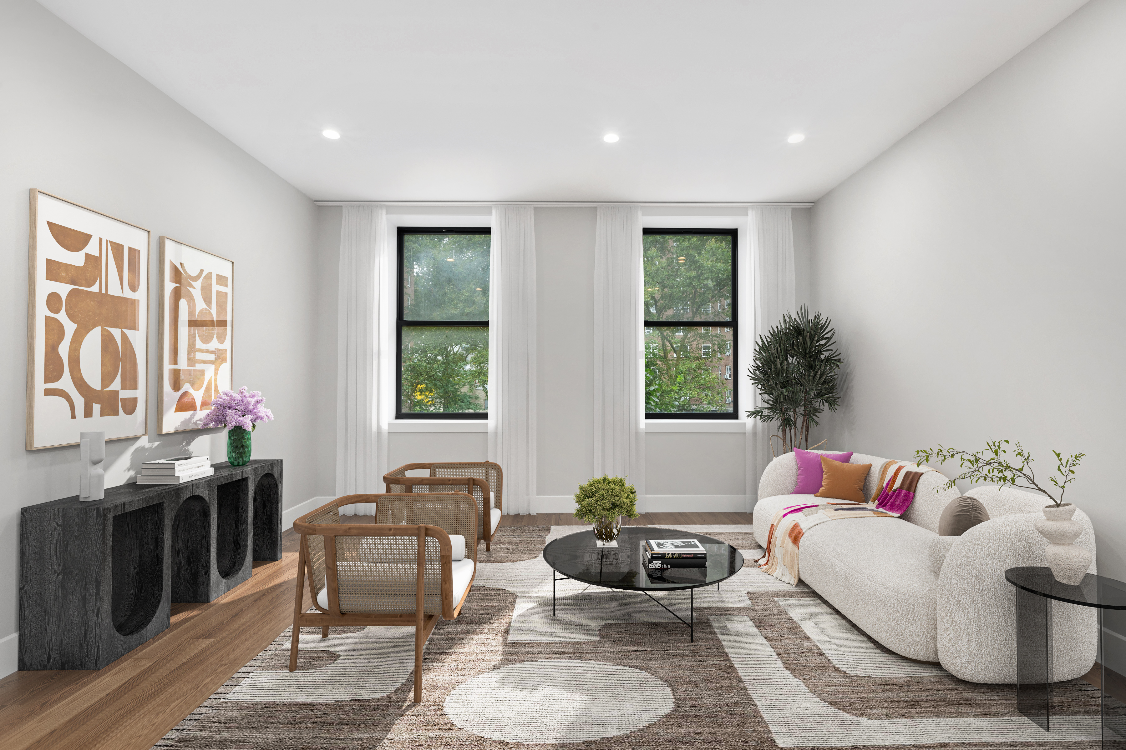 265 West 131st Street, Unit 2 Manhattan, NY 10027 - Photo 1 of 6 a living room with furniture and a large window