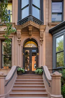 a front view of a house with a front door
