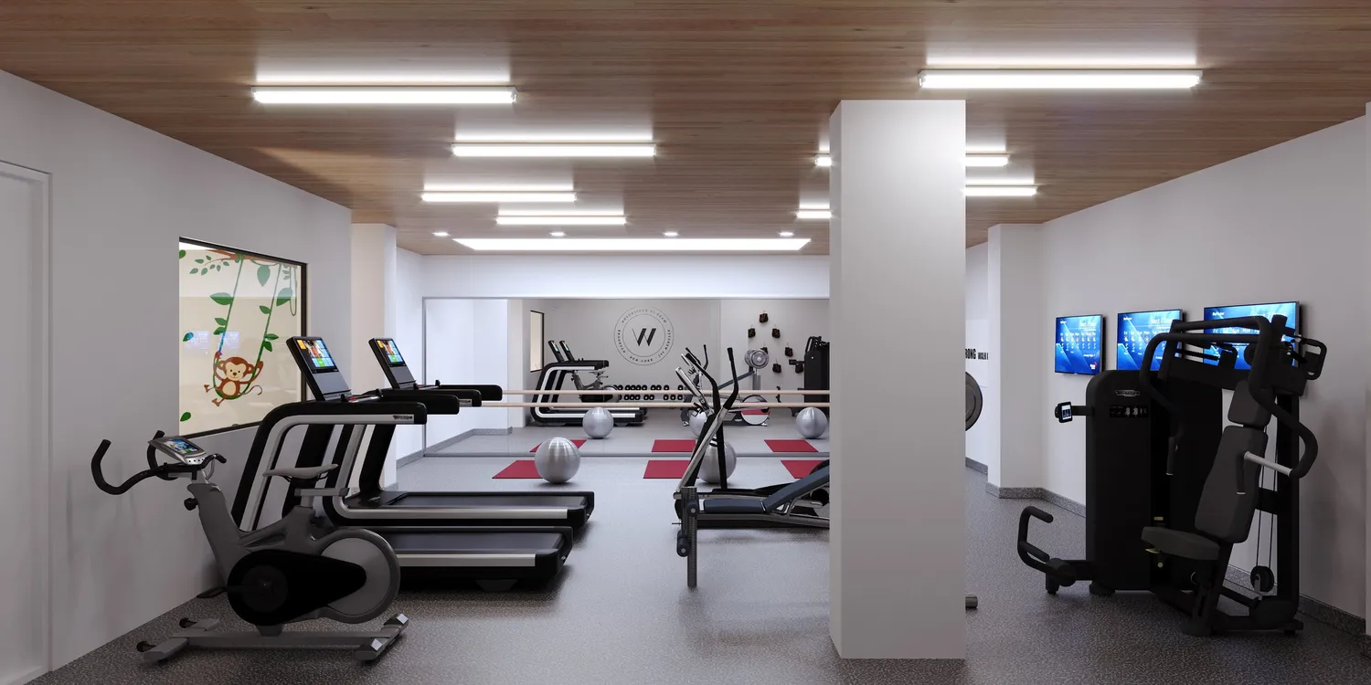 a view of a room with gym equipment