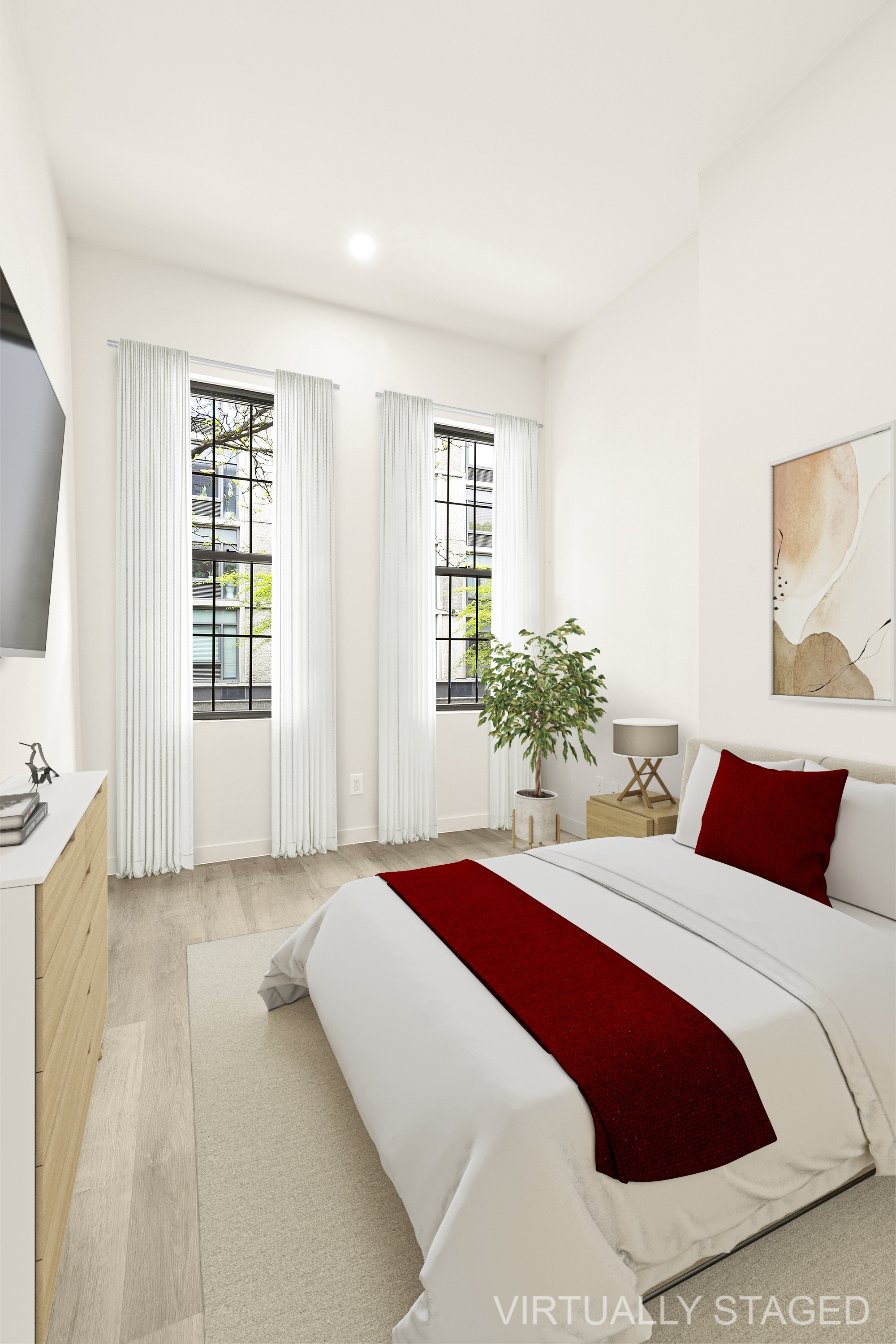 251-253 North 8th Street Brooklyn, NY 11211 - Photo 5 of 11 a bedroom with a bed and a flat screen tv