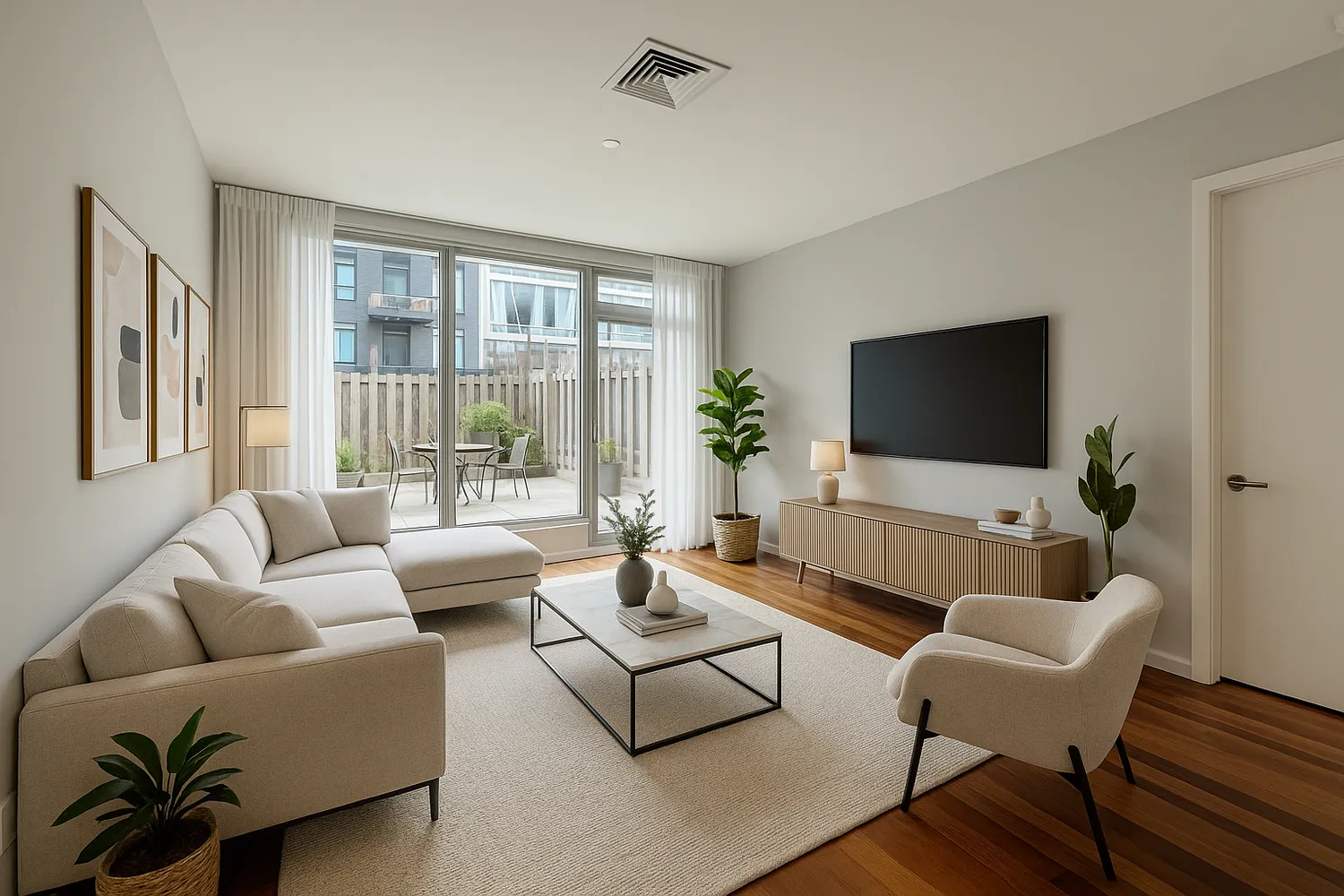 a living room with furniture and a flat screen tv