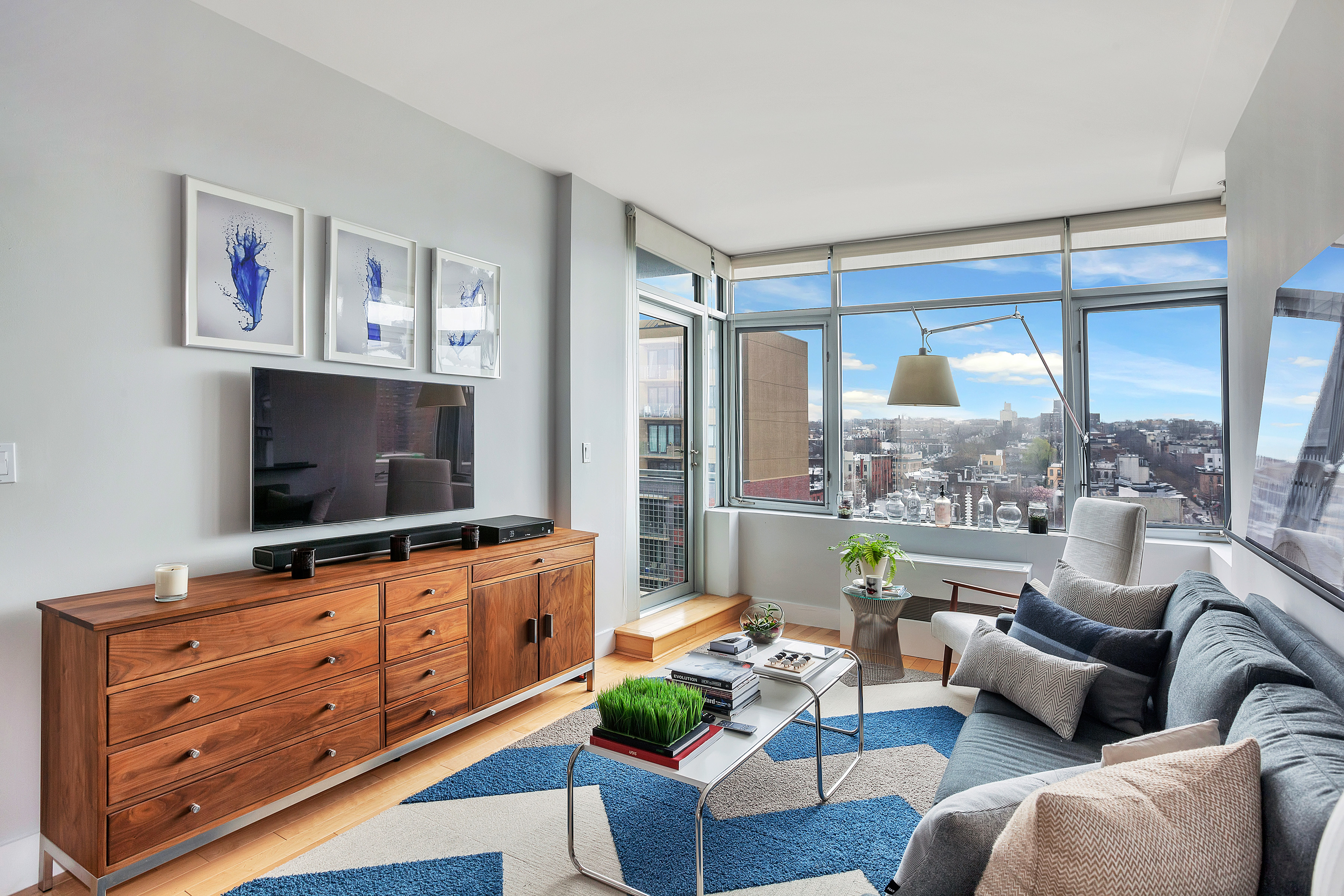 251 7th Street, Unit 10C Brooklyn, NY 11215 - Photo 2 of 15 a living room with furniture and a flat screen tv