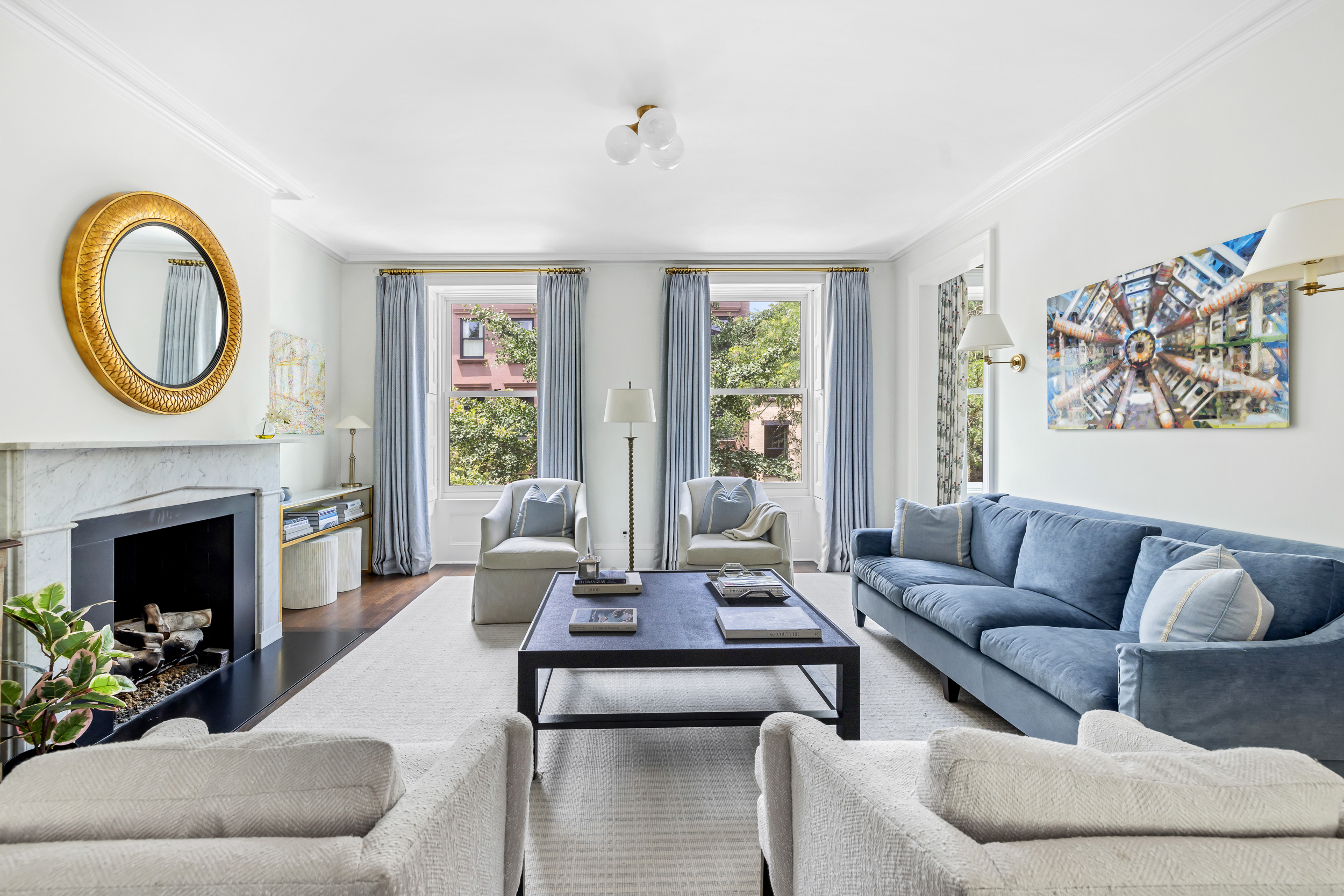 13 Garden Place, Unit B Brooklyn, NY 11201 - Photo 2 of 22 a living room with furniture a window and a fireplace