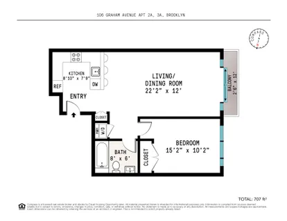 $735,000 | 106 Graham Avenue, Unit 2A | Williamsburg