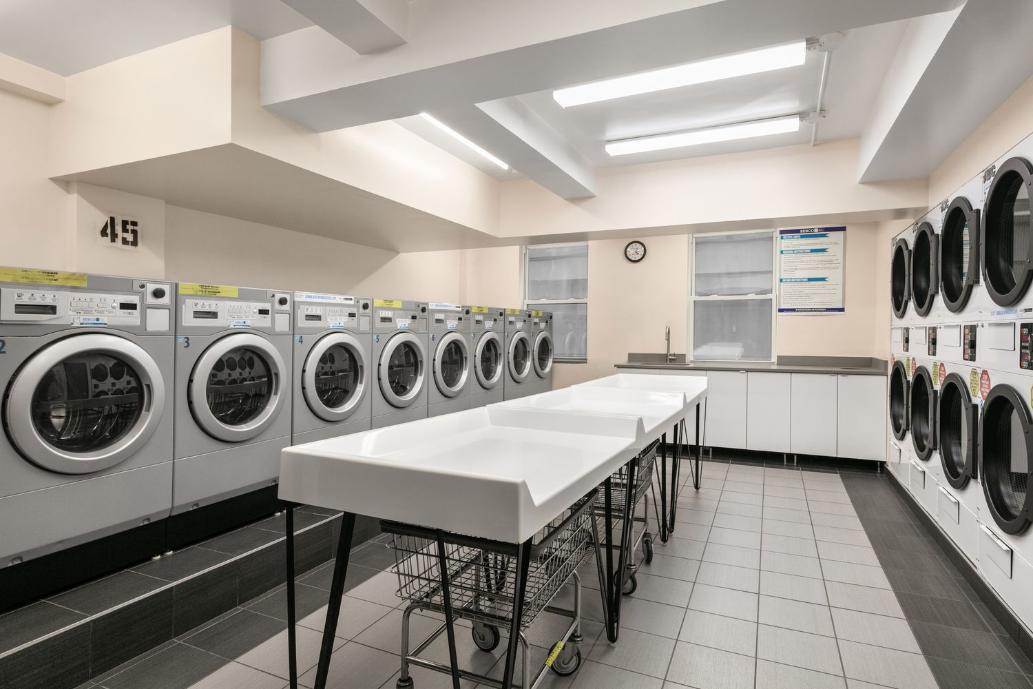 333 East 43rd Street, Unit 909 Manhattan, NY 10017 - Photo 21 of 22 a view of kitchen with washer and dryer