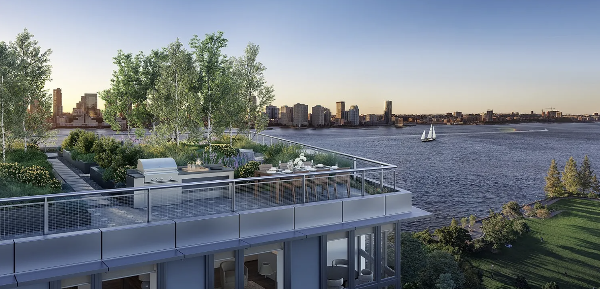 20 River Terrace, Unit 6Q Manhattan, NY 10282 - Photo 11 of 20 a view of a terrace