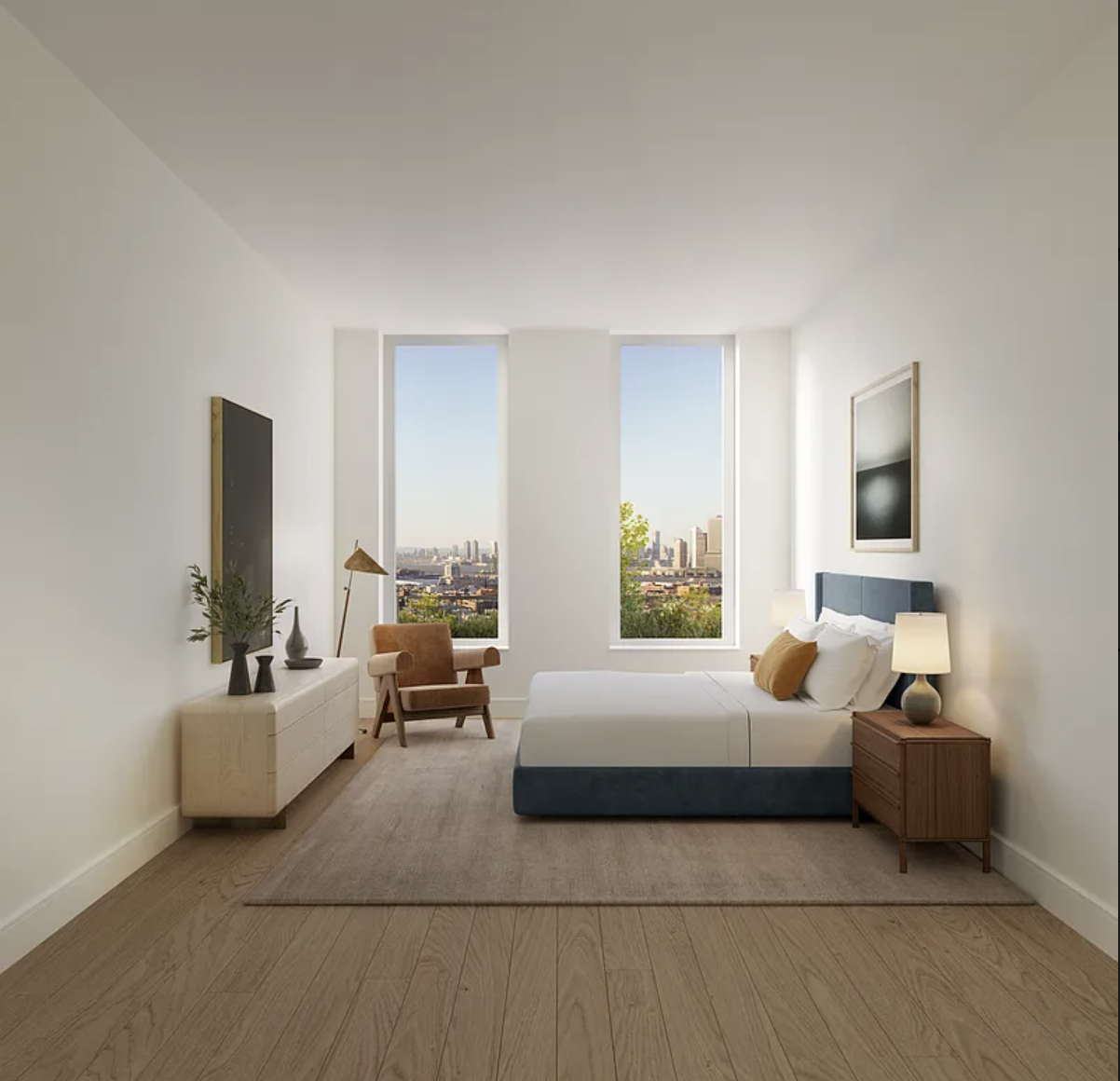 420 Carroll Street, Unit W802 Brooklyn, NY 11215 - Photo 3 of 14 a bedroom with furniture and white walls