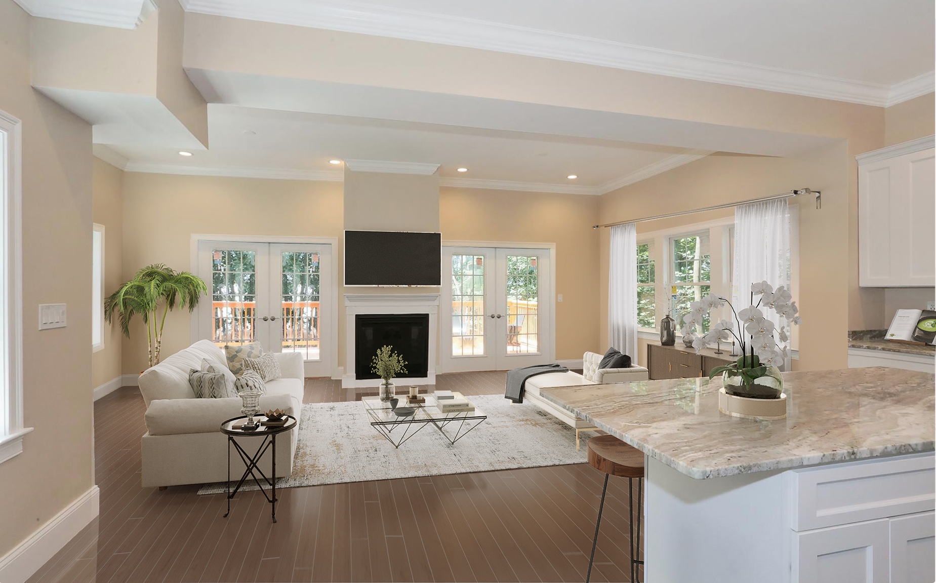 Alpine Street Roxbury, MA 02119 - Photo 2 of 8 a living room with furniture wooden floor and a fireplace