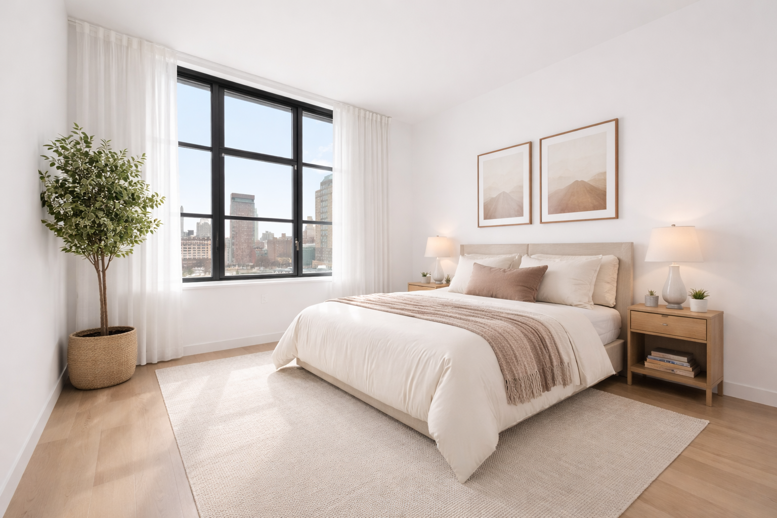 180 Front Street, Unit 12H Brooklyn, NY 11201 - Photo 3 of 20 a bedroom with a bed and a window