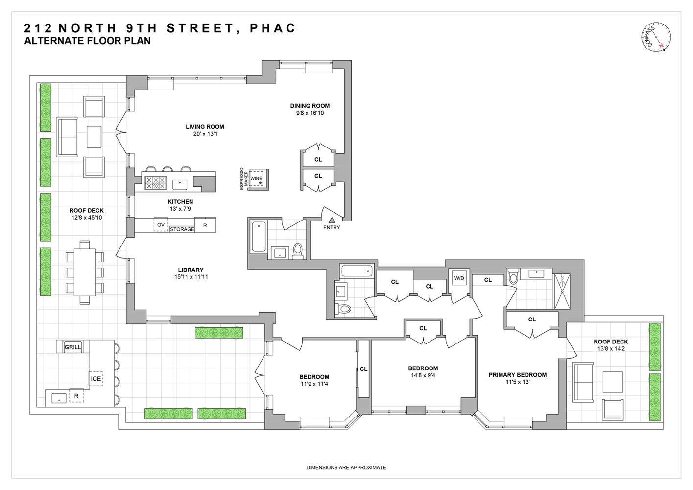 $3,525,000 | 212 North 9th Street, Unit PHAC | Williamsburg