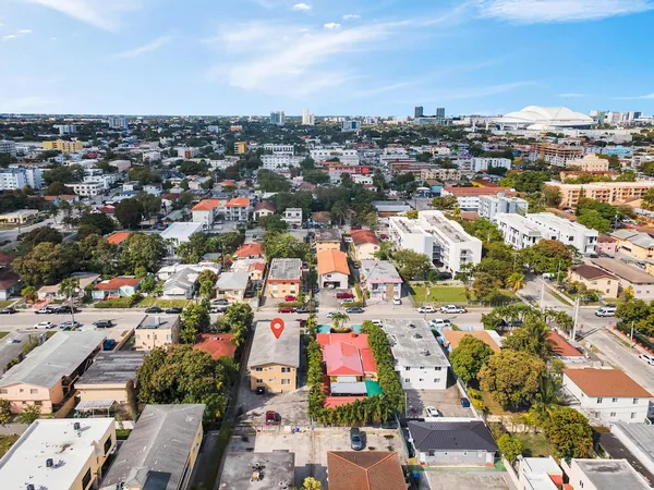 an aerial view of a city