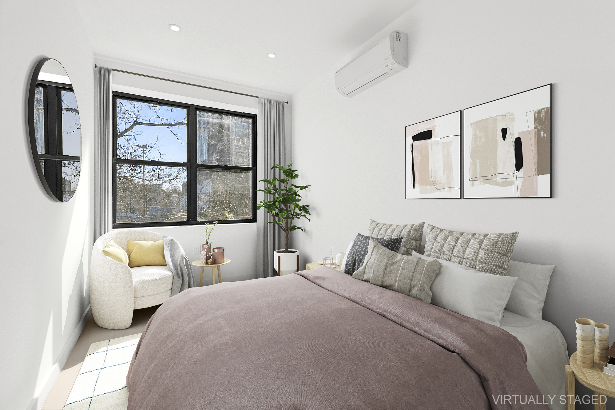 647 Dekalb Avenue, Unit 3A Brooklyn, NY 11216 - Photo 4 of 7 a bedroom with a bed and a large window