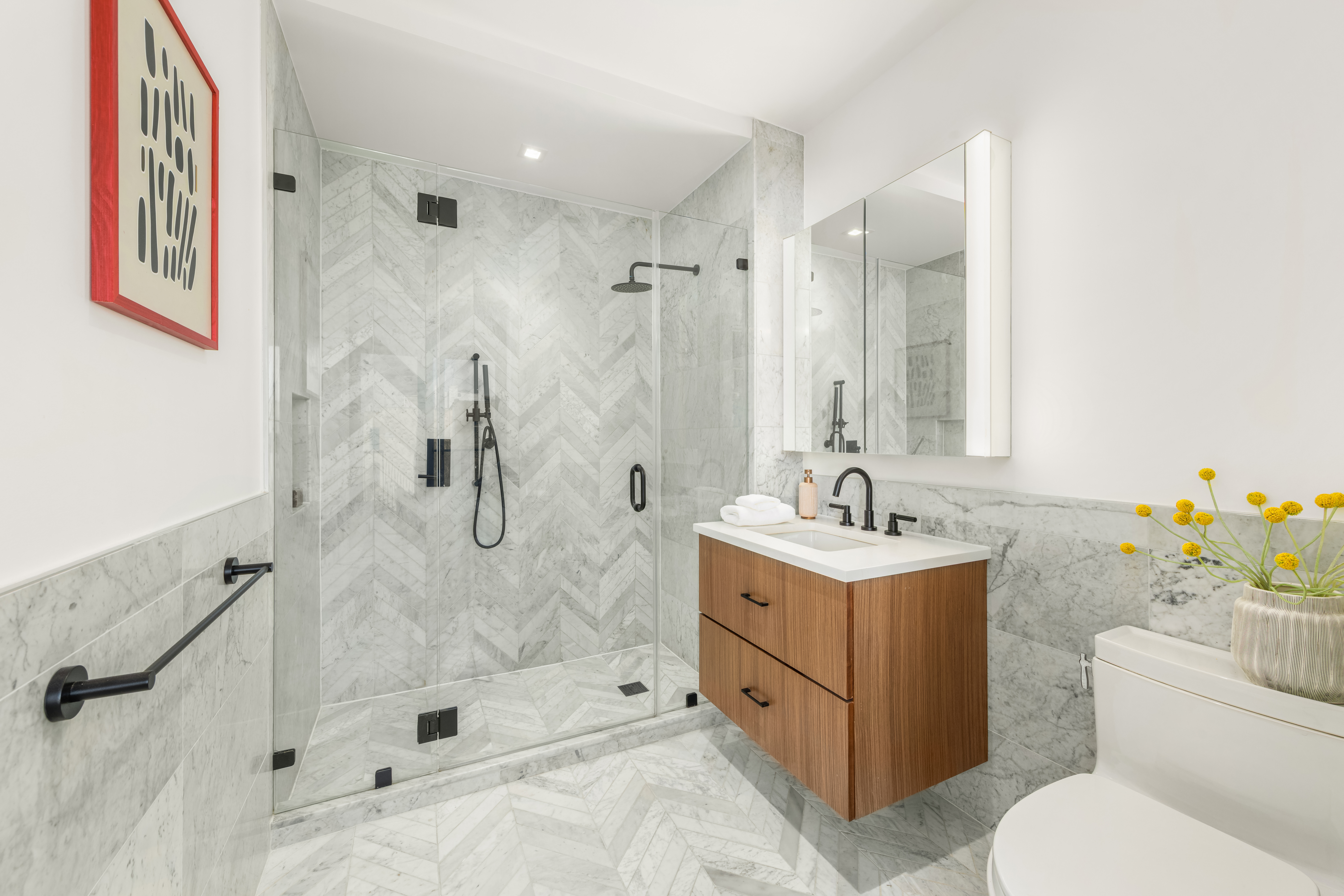 529 Park Place, Unit 401 Brooklyn, NY 11238 - Photo 5 of 13 a bathroom with a sink toilet and shower