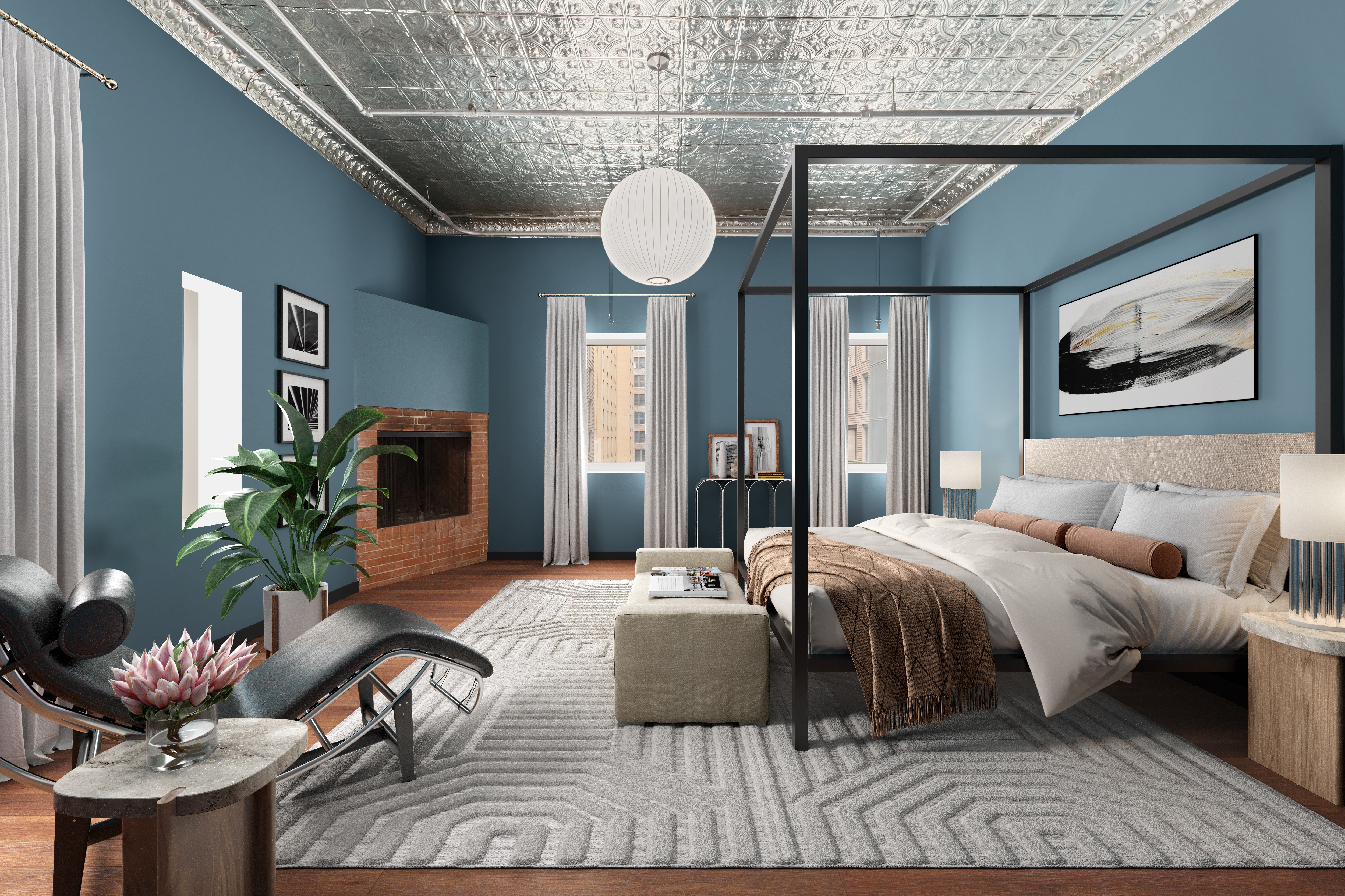 253 West 28th Street, Unit 5 Manhattan, NY 10001 - Photo 12 of 19 a bedroom with a bed and a chandelier