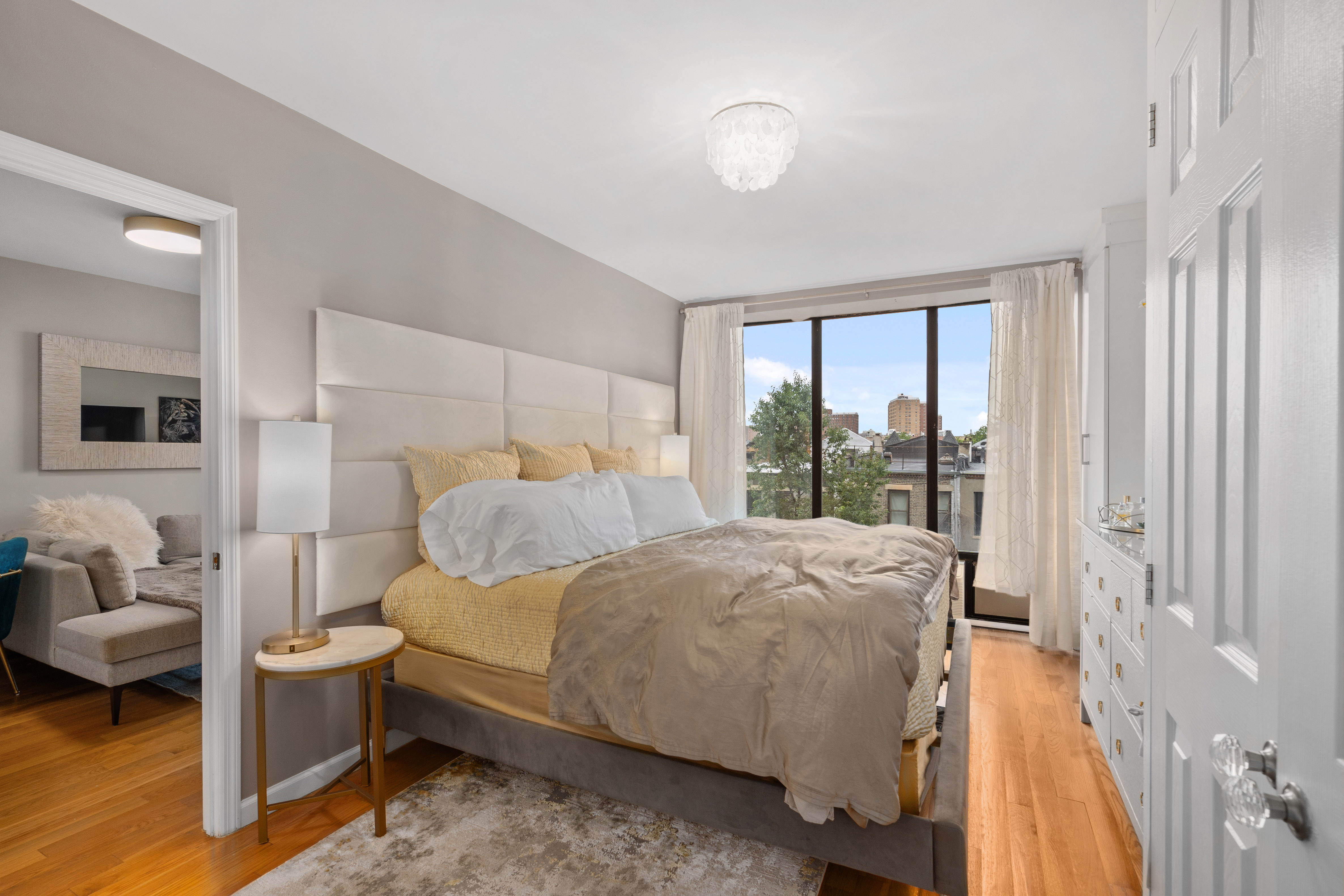 a bed room with a bed and a couch