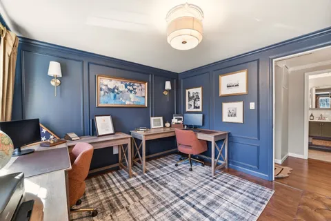 a workspace with furniture