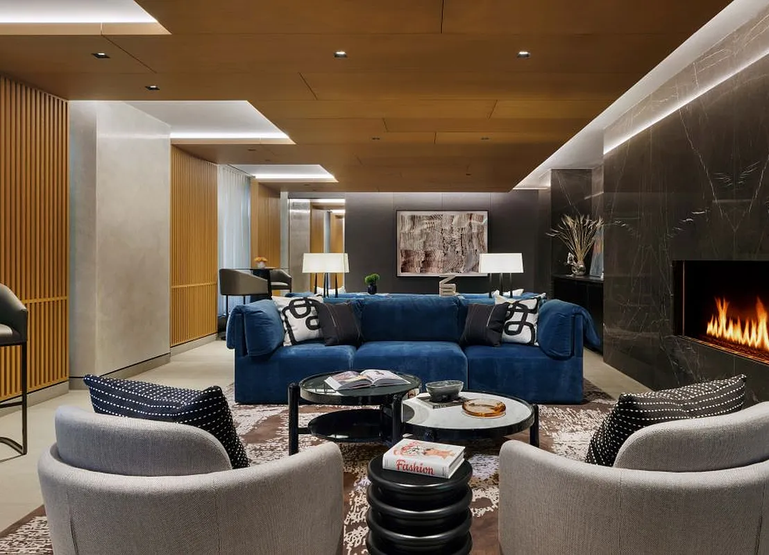 450 Washington Street, Unit 202 Manhattan, NY 10013 - Photo 6 of 14 a living room with furniture and a fireplace