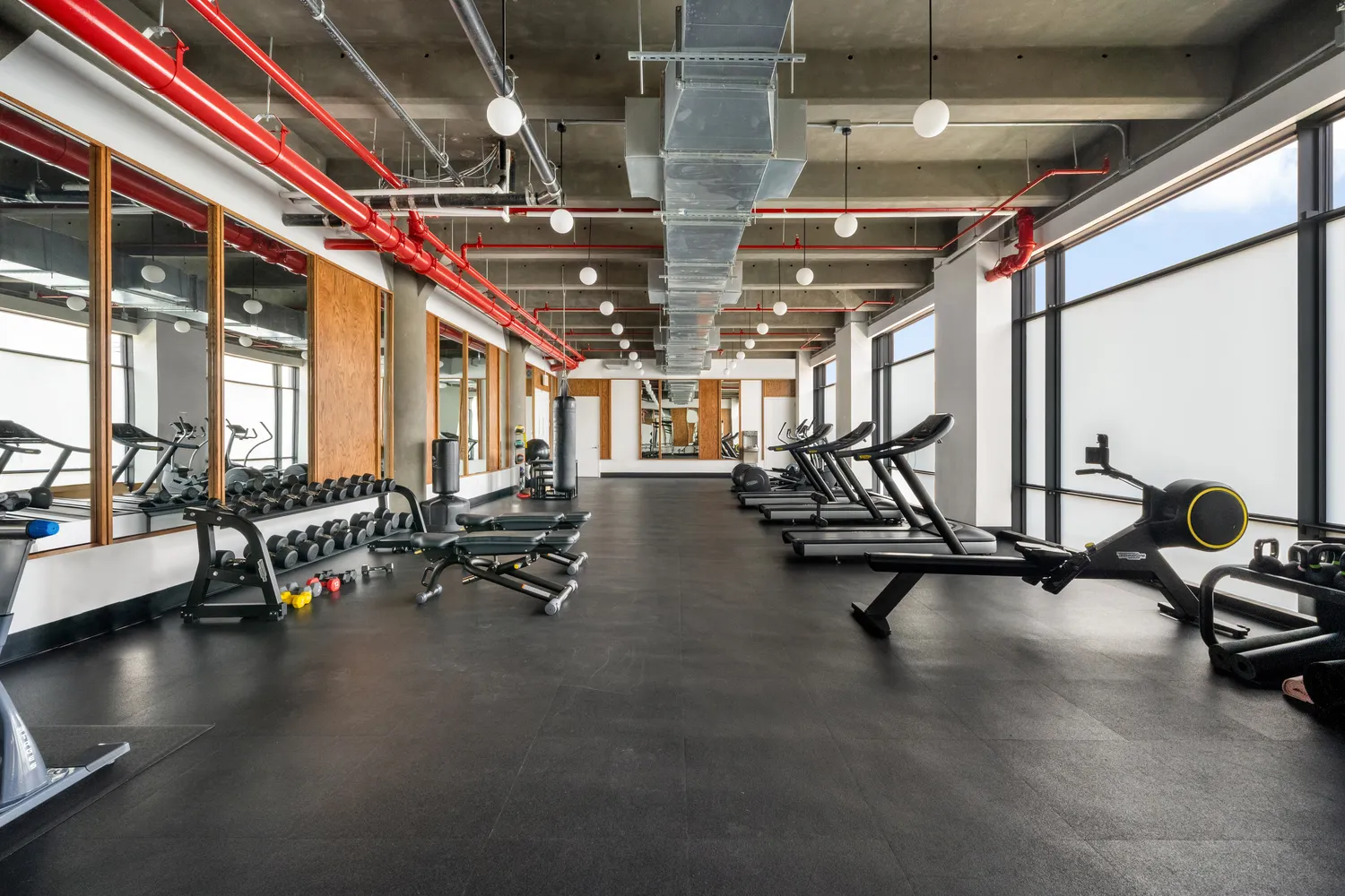 a view of a room with gym equipment