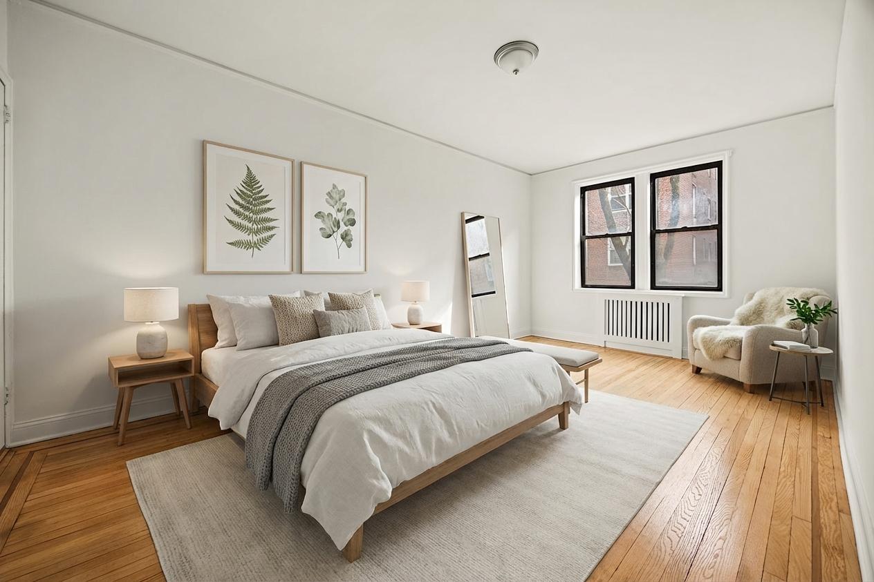 385 East 18th Street, Unit 4E Brooklyn, NY 11226 - Photo 4 of 7 a spacious bedroom with a bed couch and a window