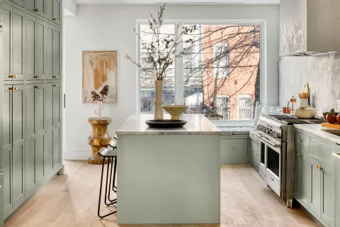 a kitchen with a window and a sink