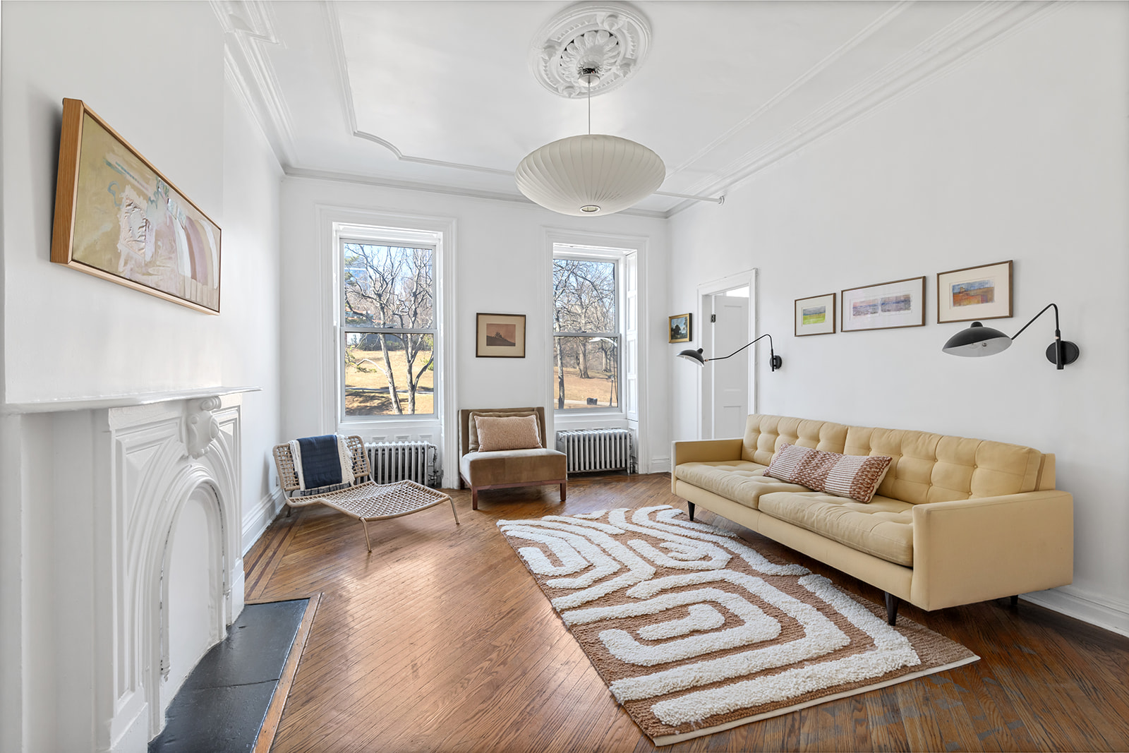 a living room with furniture and a couch