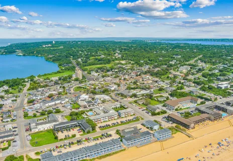 a view of city with ocean