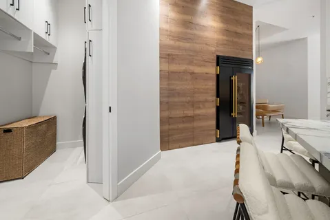 a view of a kitchen with furniture and a kitchen
