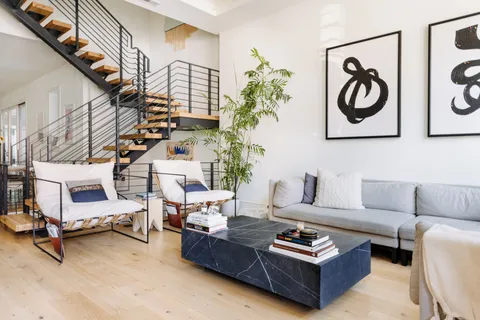a living room with furniture
