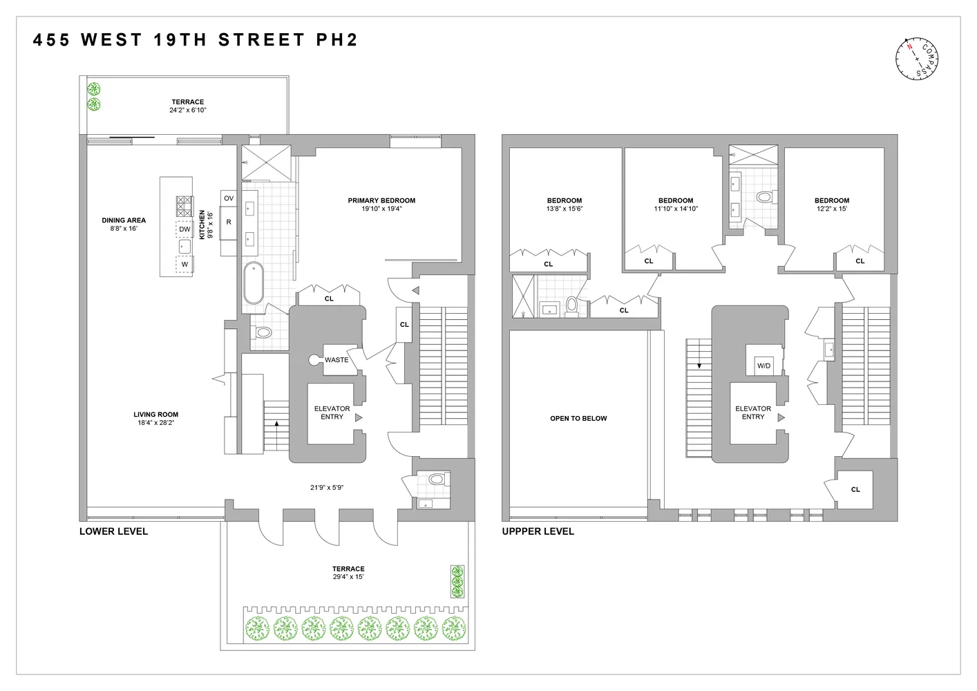 $15,400,000 | 455 West 19th Street, Unit PH2 | Chelsea