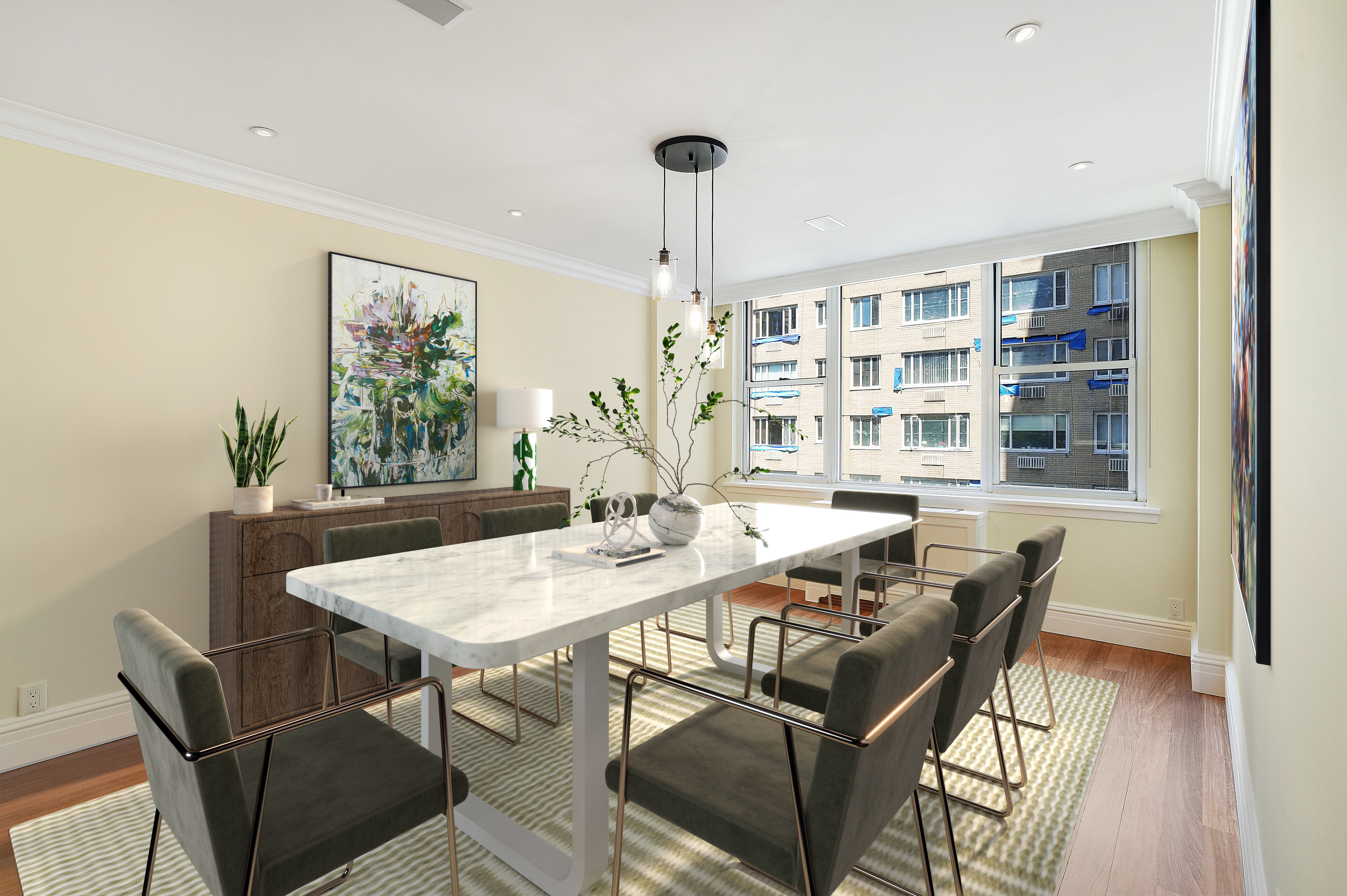 175 East 62nd Street, Unit 8D Manhattan, NY 10065 - Photo 2 of 24 a view of a dining room with furniture window and wooden floor