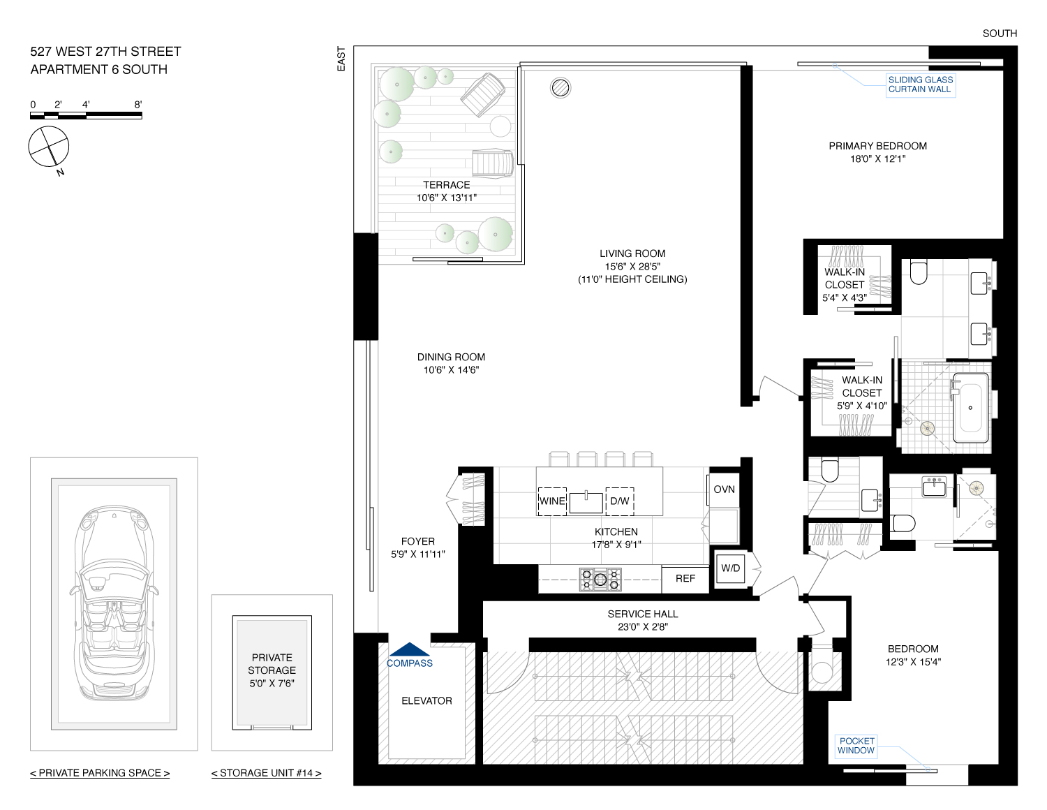 527 West 27th Street, Unit 6S Manhattan, NY 10001 - Photo 19 of 19 a picture of a floor plan