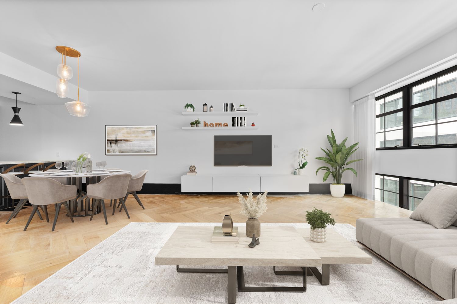 a living room with furniture and a flat screen tv