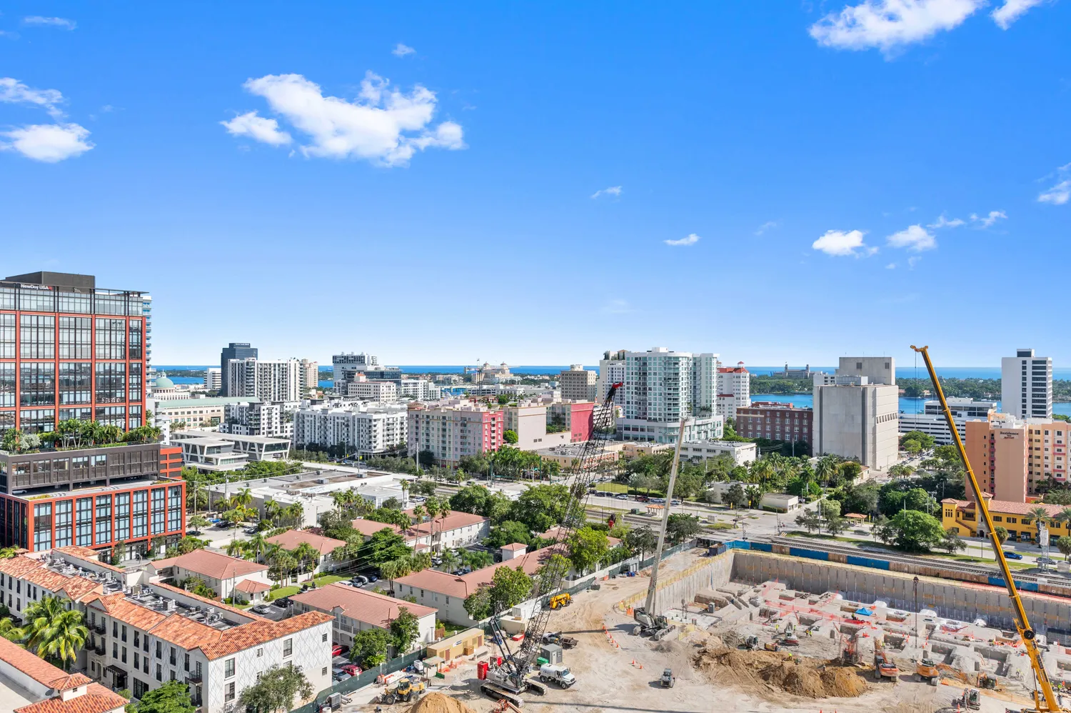 a view of a city with tall buildings