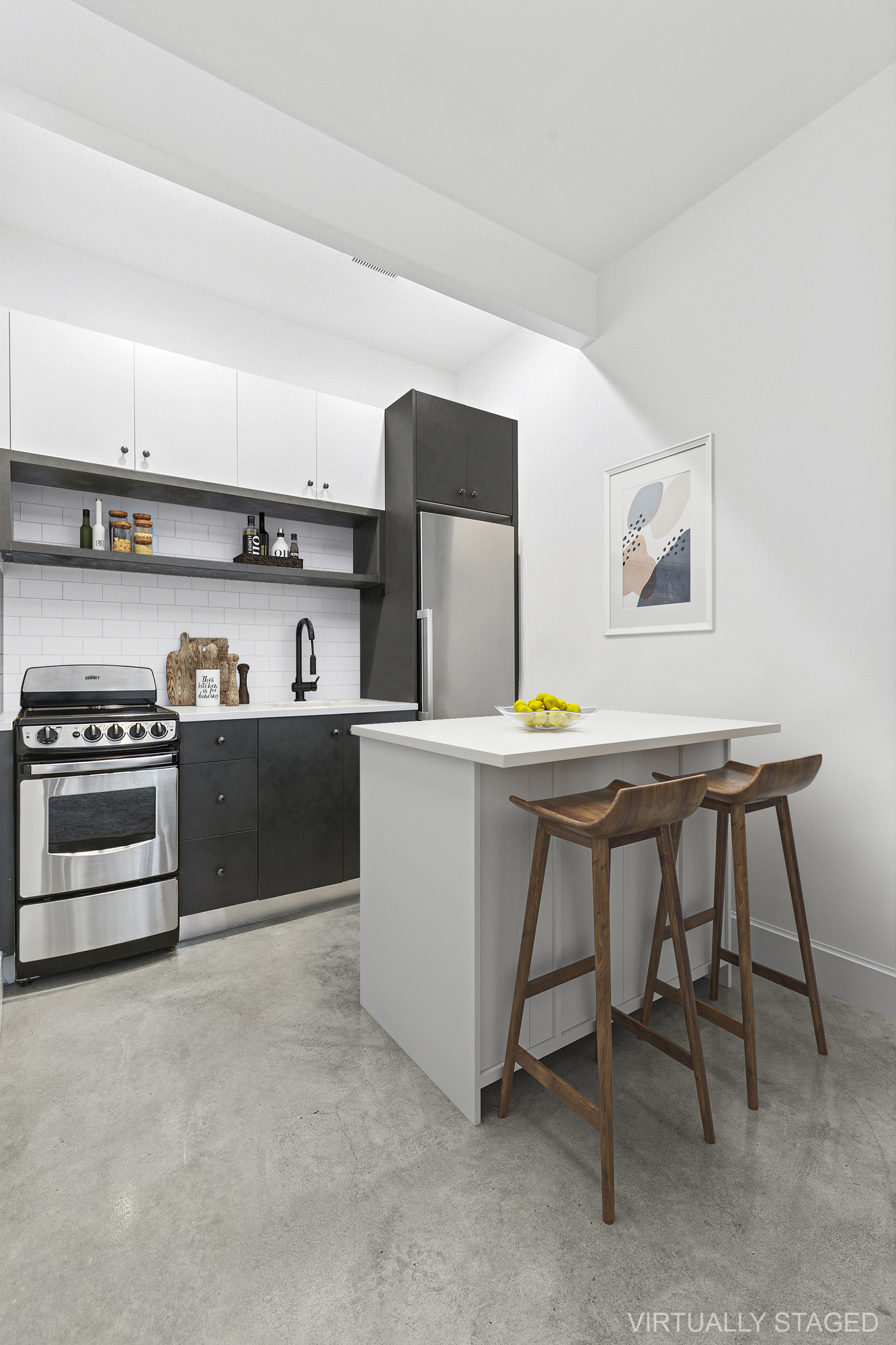 30 Belvidere Street, Unit 2B Brooklyn, NY 11206 - Photo 4 of 7 a workspace with furniture and kitchen