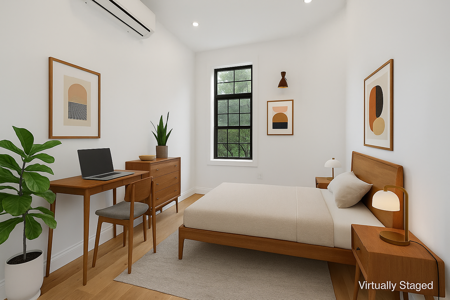 297 Howard Avenue, Unit 2 Brooklyn, NY 11233 - Photo 9 of 13 a bedroom with a bed and a potted plant