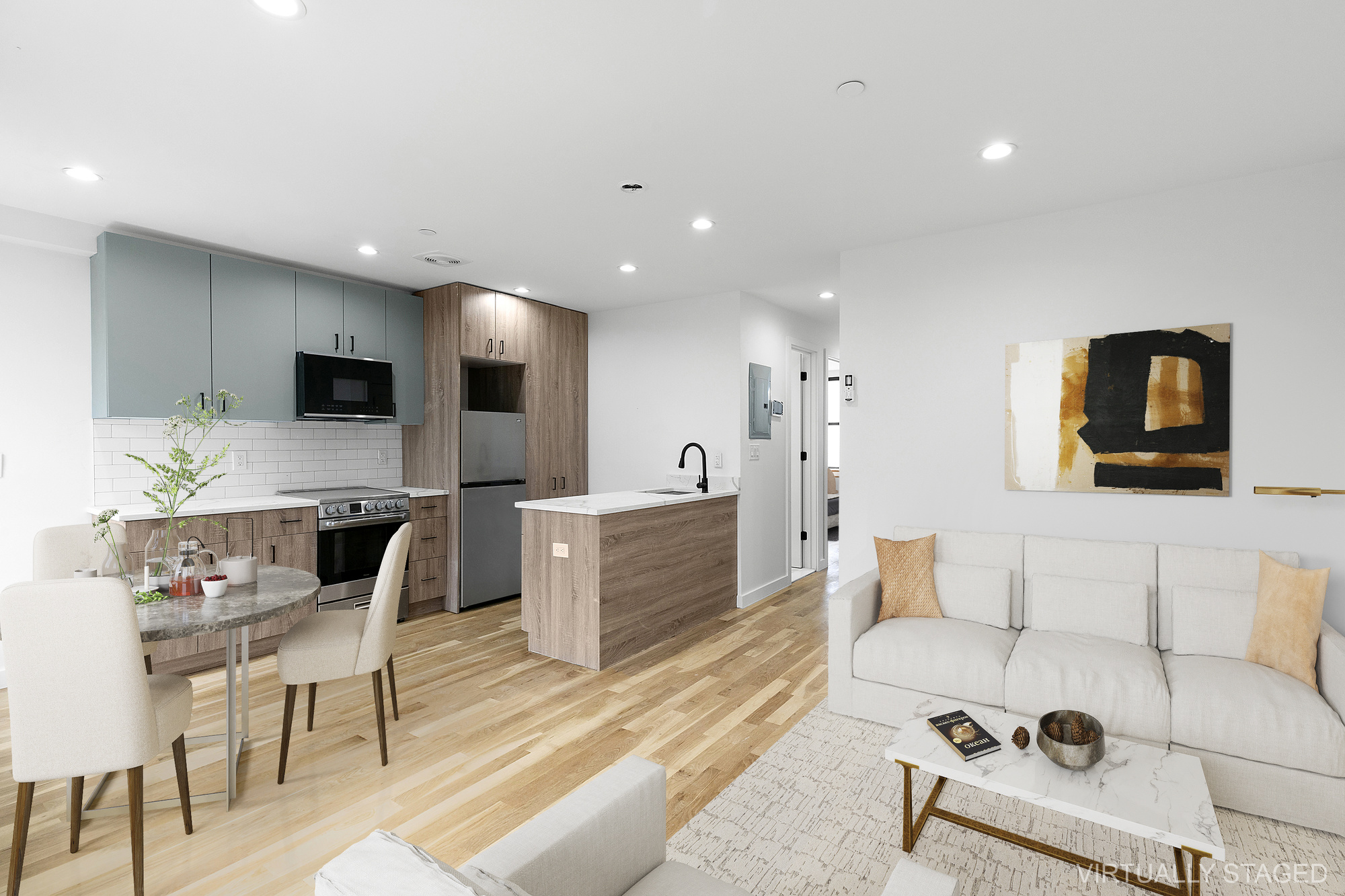 116 Madison Street Brooklyn, NY 11216 - Photo 3 of 20 a living room with furniture and a flat screen tv